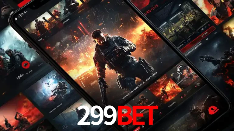 Tela de um celular exibindo uma galeria de jogos de tiro com temática militar, mostrando a variedade de e-sports disponíveis para apostas na plataforma de entretenimento 299bet.