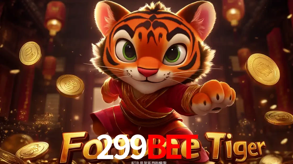 O carismático mascote do jogo de slot Fortune Tiger, um tigre fofo em pose de artes marciais, pronto para trazer sorte e multiplicadores de ganhos no cassino online 299bet.